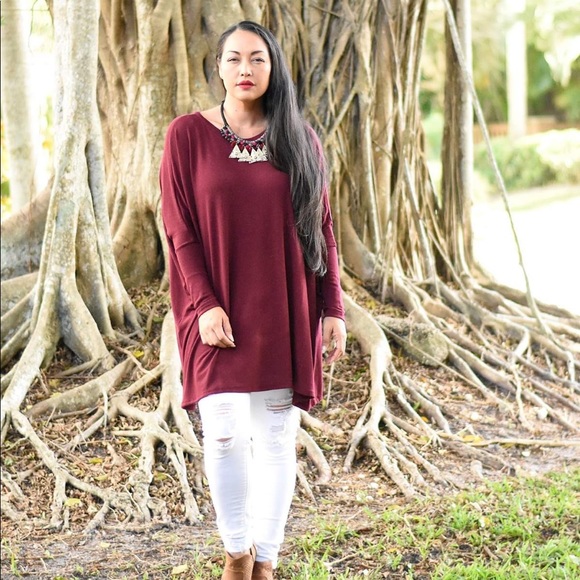 Burgundy Oversized Tunic - Picture 4 of 5